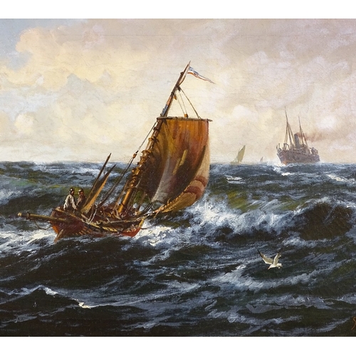 1235 - S Sutcliffe, 19th/20th century oil on canvas, marine scene, signed, 16