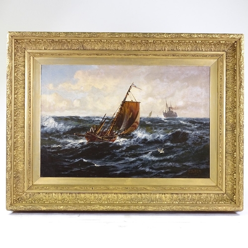 1235 - S Sutcliffe, 19th/20th century oil on canvas, marine scene, signed, 16