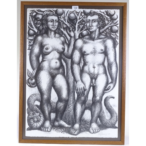 1246 - Harry Brockway, charcoal on paper, Adam and Eve, 1987, signed, 31