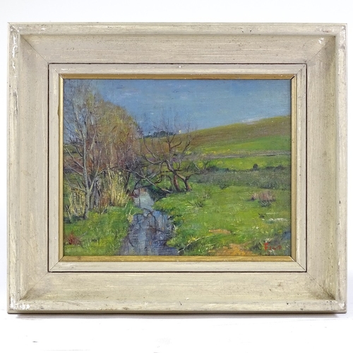 1251 - Fico (Algerian), oil on panel, a country stream 1945, signed and inscribed verso, 10