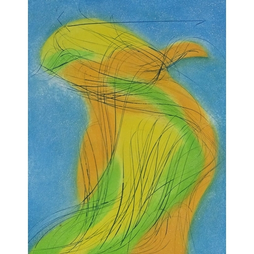 1263 - Jean Messagier, coloured etching, abstract, signed in pencil, image 17.5