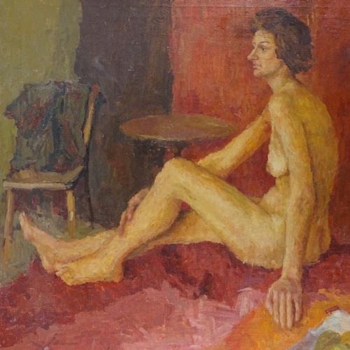 1270 - Oil on canvas, nude life study, unsigned, 29.5