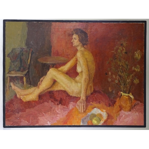 1270 - Oil on canvas, nude life study, unsigned, 29.5