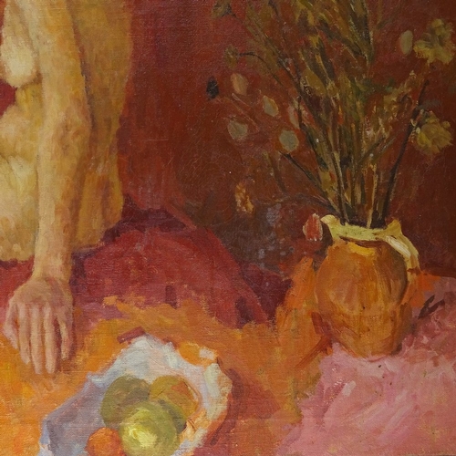 1270 - Oil on canvas, nude life study, unsigned, 29.5