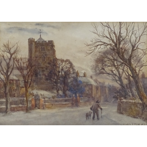 1276 - Francis Tighe, watercolour, All Saints Church, Hastings, 1928, signed, 9