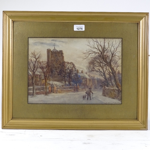 1276 - Francis Tighe, watercolour, All Saints Church, Hastings, 1928, signed, 9