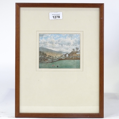 1278 - John Petherick (1788 - 1861), watercolour, Cwm Blaina from Abertillery, Monmouthshire, 1854, 4