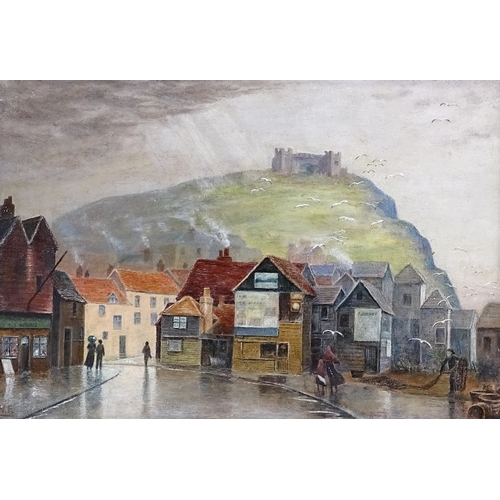 1279 - Wilfred Fryer (1891 - 1968), oil on canvas, Hastings net huts, signed with monogram, 10