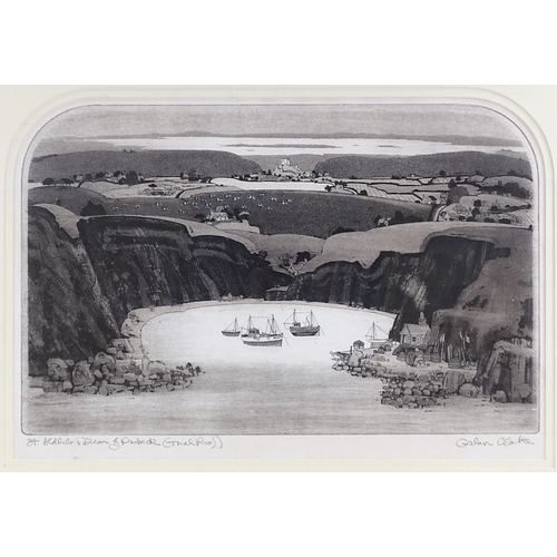 1281 - Graham Clarke, etching, St Aldhelm's Dream of Purbeck, signed in pencil, plate size 13.5