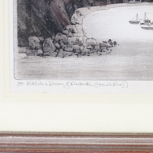 1281 - Graham Clarke, etching, St Aldhelm's Dream of Purbeck, signed in pencil, plate size 13.5