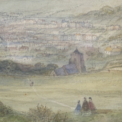 1283 - 19th century watercolour, view over Hastings, unsigned, 11