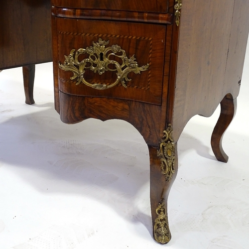 329 - An 18th century Italian (possibly Maltese) walnut desk, shaped moulded and banded top, with shaped c... 