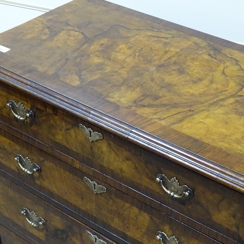 330 - A Georgian style walnut chest on stand with crossbanded decoration, shaped apron and cabriole legs, ... 