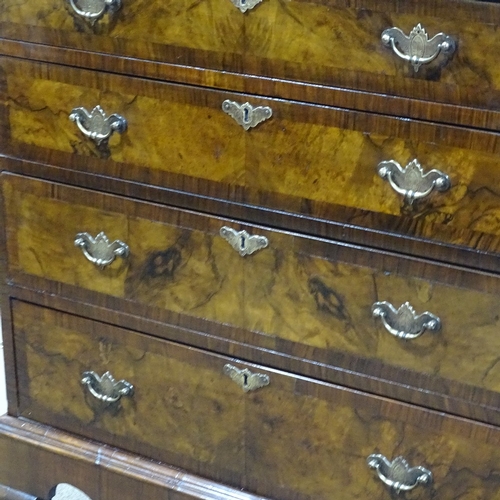 330 - A Georgian style walnut chest on stand with crossbanded decoration, shaped apron and cabriole legs, ... 