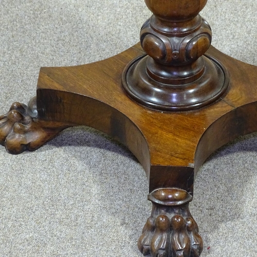 341 - A 19th century rosewood vitrine table with bevel-glass panelled top, carved centre column and shaped... 