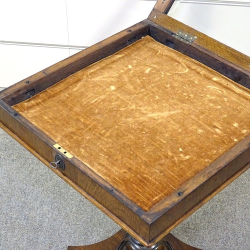 341 - A 19th century rosewood vitrine table with bevel-glass panelled top, carved centre column and shaped... 