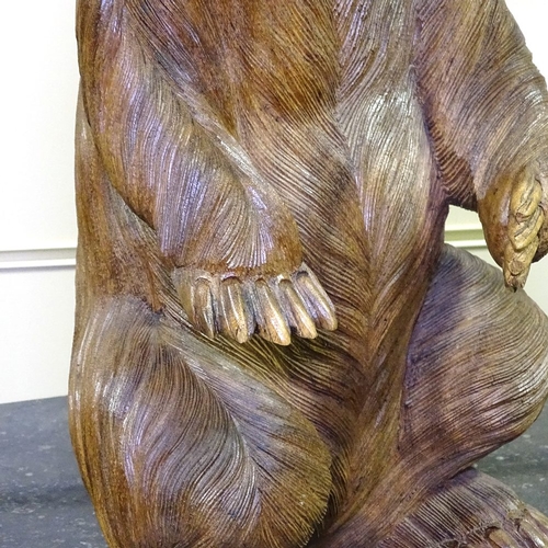 349E - A carved hardwood Black Forest style standing bear, height 17