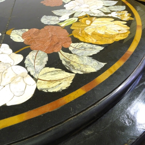 349L - A 19th century Italian pietra dura specimen marble-topped centre table, with floral decorated top, 4... 