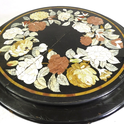 349L - A 19th century Italian pietra dura specimen marble-topped centre table, with floral decorated top, 4... 