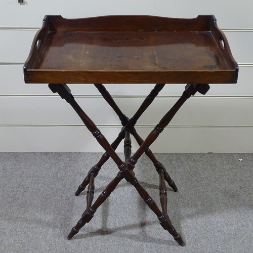 349R - A Georgian mahogany butler's tray on folding stand, 30