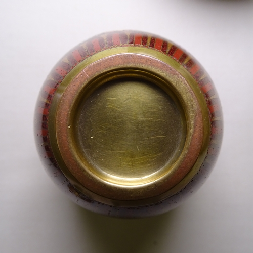 24 - A Japanese cloisonne Koro by Ota Jinnoei, Meiji Period, height 13cm, diameter 13cm, and 2 other cloi... 