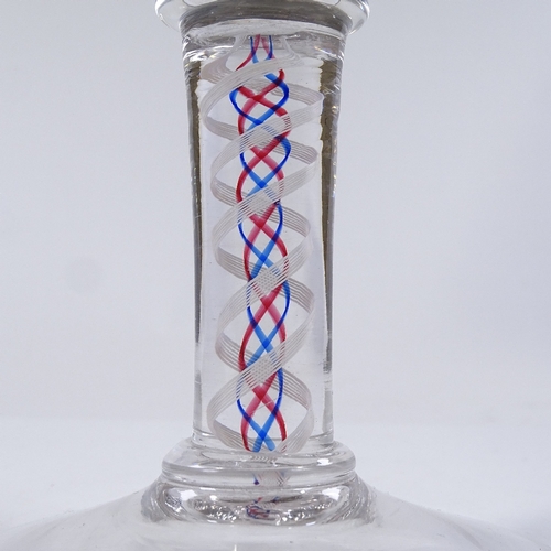 116 - A Whitefriars 1953 Coronation goblet with multi-colour twist stem, height 20cm