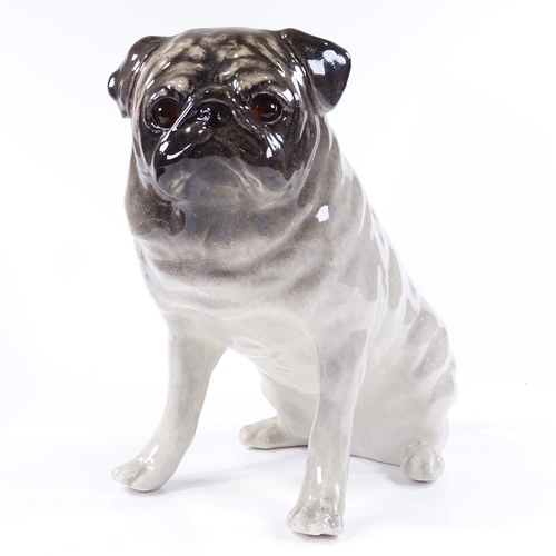 137 - A large Winstanley Pottery Pug dog, height 29cm