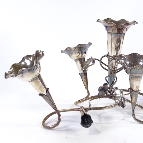 141 - A Victorian electroplate table centre epergne by Walker and Hall, length 50cm