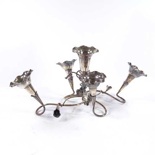 141 - A Victorian electroplate table centre epergne by Walker and Hall, length 50cm