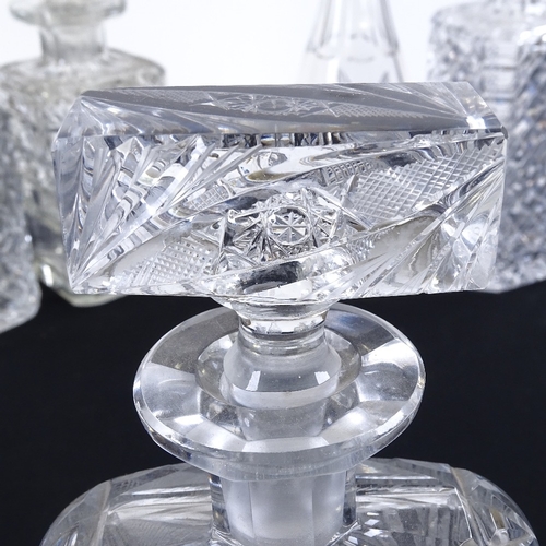 154 - 5 various cut-glass decanters