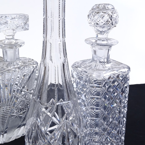 154 - 5 various cut-glass decanters