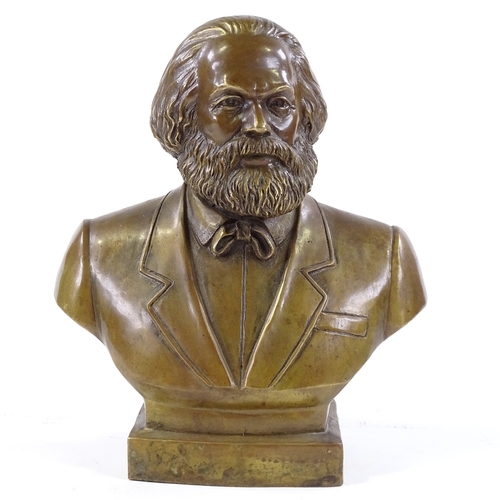 156 - A bronze bust of Karl Marx, height 28cm