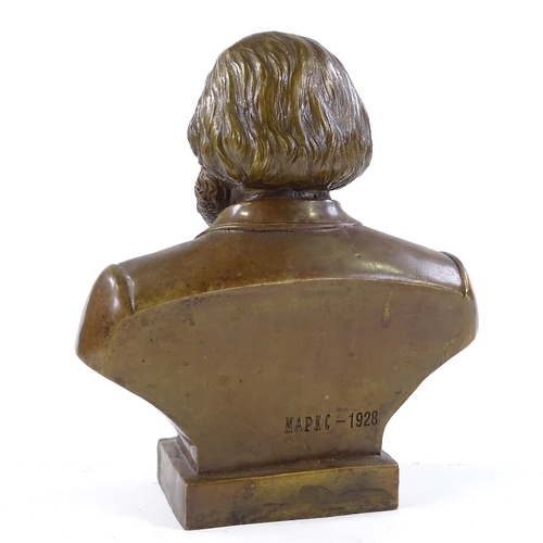 156 - A bronze bust of Karl Marx, height 28cm