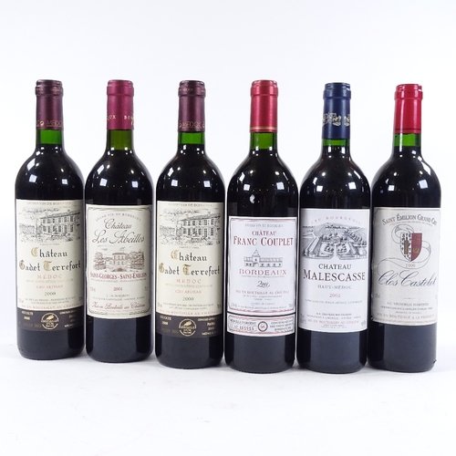 161 - 6 bottles of Claret - a mixed group of Bordeaux wine from 1999 to 2002 vintage (6)