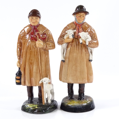 170 - A pair of Royal Doulton figures, lambing time, HN1898, and the shepherd, HN1975, height 22cm
