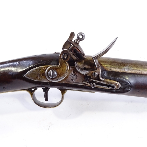 172 - An early 19th century Yeomanry Cavalry flintlock rifle, lock marked Tower with GR cypher, overall le... 