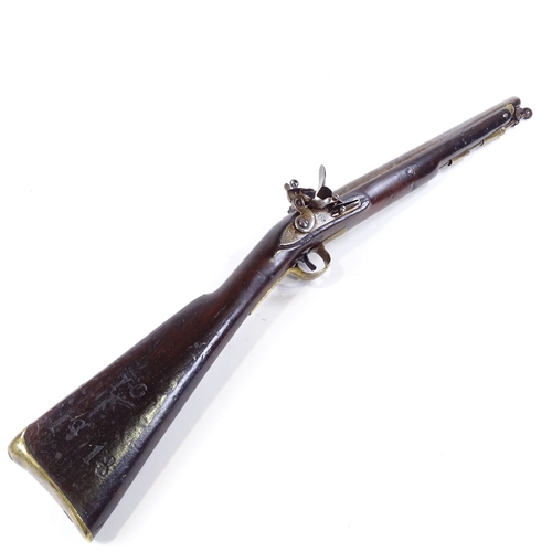 172 - An early 19th century Yeomanry Cavalry flintlock rifle, lock marked Tower with GR cypher, overall le... 