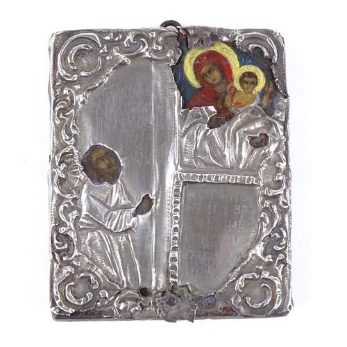 184 - A 19th/20th century miniature Russian travelling icon, height 6.5cm