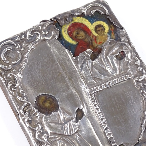 184 - A 19th/20th century miniature Russian travelling icon, height 6.5cm