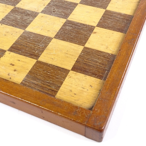 189 - A rosewood and satinwood inlaid chess board, by Jaques & Son of London, width 35cm