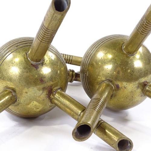 15 - Dr Christopher Dresser for Benham and Froud - a pair of Victorian Aesthetic Movement brass fire dogs... 