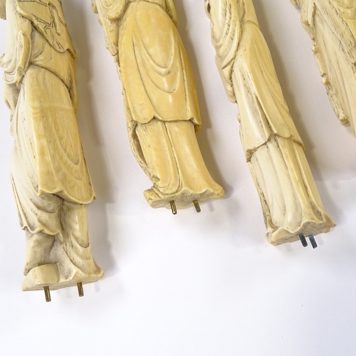 3 - A set of 8 Japanese ivory okimono, standing figures, Meiji Period, circa 1900, height 18cm