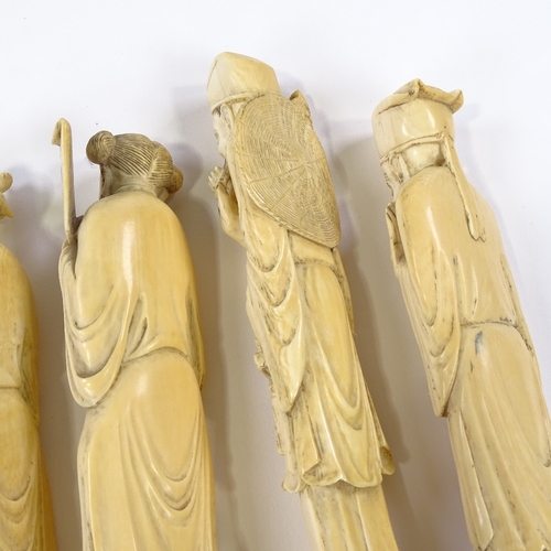 3 - A set of 8 Japanese ivory okimono, standing figures, Meiji Period, circa 1900, height 18cm