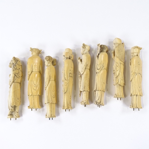 3 - A set of 8 Japanese ivory okimono, standing figures, Meiji Period, circa 1900, height 18cm