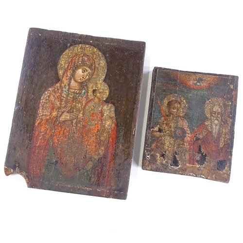 37 - 2 Russian painted icons on wood panels, 31cm x 23cm, and 20cm x 16cm (2)