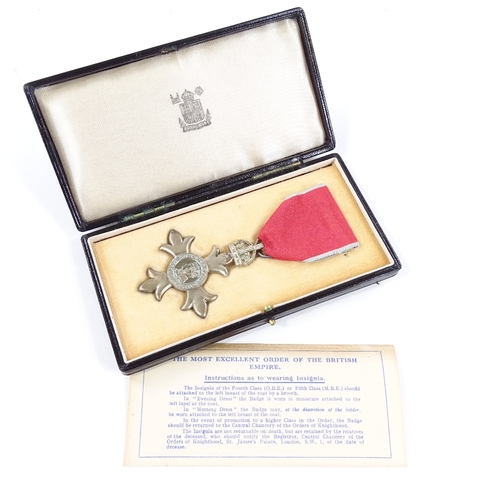 65 - A cased MBE medal with leaflet, unknown recipient