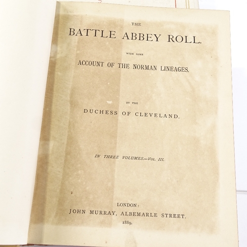 223 - The Battle Abbey Roll by the Duchess of Cleveland, published 1889, 3 volumes