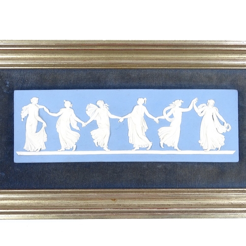 236 - A Wedgwood Jasperware plaque with relief moulded Classical dancing hours figures, plaque dimensions ... 