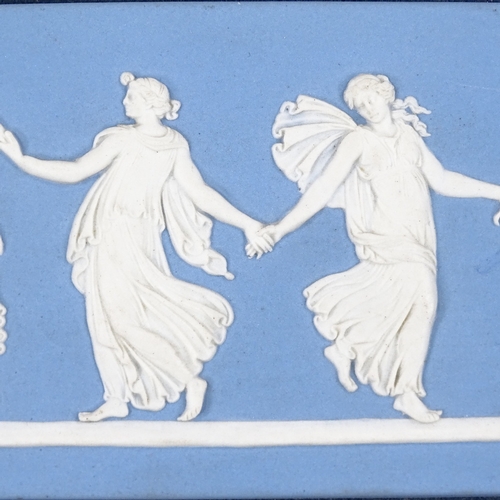 236 - A Wedgwood Jasperware plaque with relief moulded Classical dancing hours figures, plaque dimensions ... 