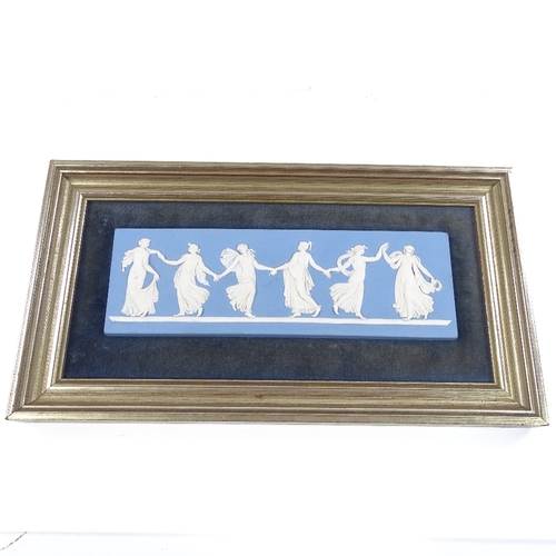 236 - A Wedgwood Jasperware plaque with relief moulded Classical dancing hours figures, plaque dimensions ... 